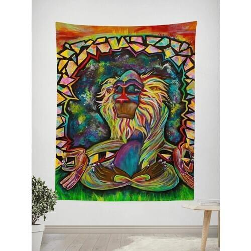 Tapestry Psychedelic Wall Art Meditating Rafiki