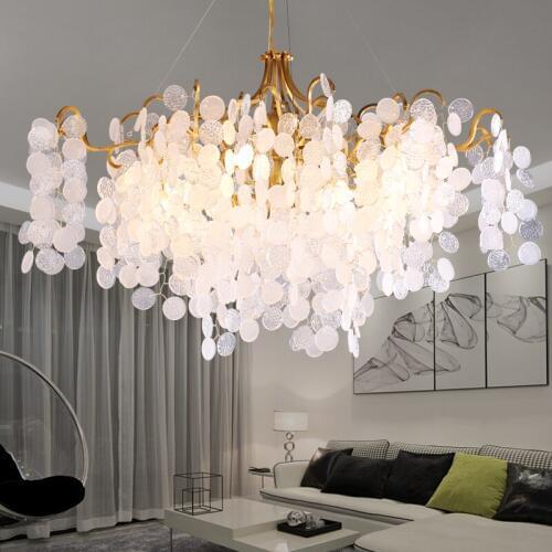 2019 new light luxury crystal restaurant chandelier creative luxury American style living room lamp atmosphere villa full copper