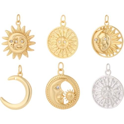 Sun Pendant Charms for Jewelry Making Bulk Moon Star Designer Jewelry Charms for Diy Earrings Necklace Bracelet Copper