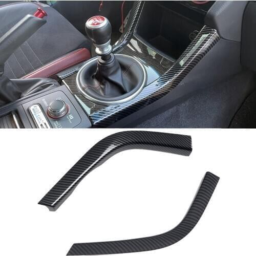 LHD Car Styling 2PCS Carbon Fiber Interior Gear Shift Side Decorative Strips Cover Trim for Subaru STI 2015-2019 Accessories
