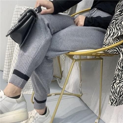 Wide Pants for Women Knitting Casual Loose Womens Pants Lacing Harem Pants Women Thickening Winter Autumn 2021 Womens Clothing