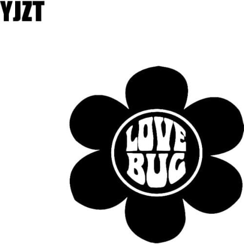 YJZT 15.2CM*15.7CM Car Sticker Hippie Love Bug Flower Vinyl Decal Black/Silver C19-0161