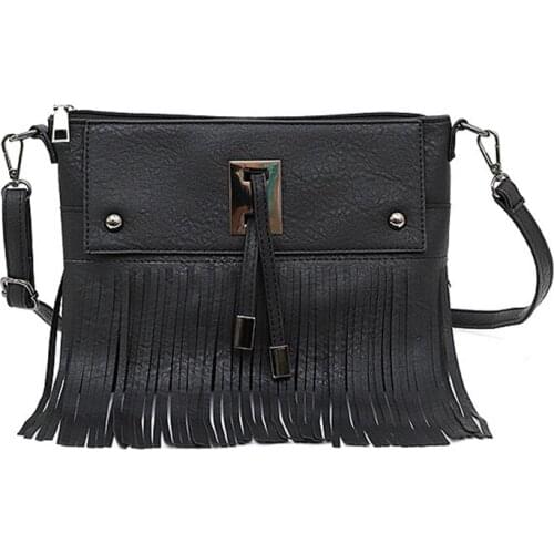 Street Style PU Leather Tassel Shoulder Bag Women Designer Luxury Fashion Messenger Purse New Fringe Ladies Crossbody Baga