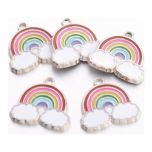 100pcs Colorful Alloy Rainbow Cloud Enamel Pendants For Jewelry Making DIY Bracelet Necklace Decor Cadmium Free & Lead Free