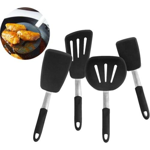 4Pcs Nonstick Silicone Spatula Turner Set Heat Resistant Extra Large and Wide Spatulas for Cooking
