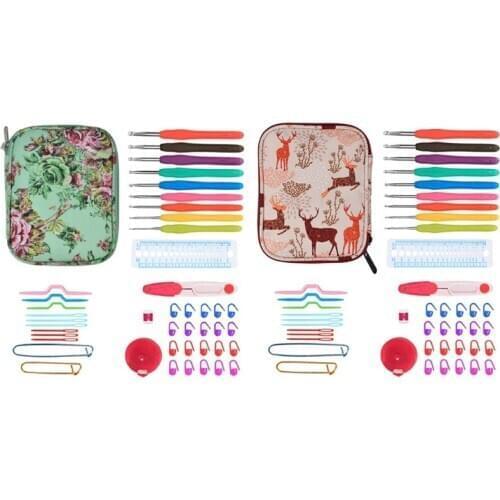 45Pcs Ergonomic Crochet Hook Needles Set with Storage Case Organizer Knitting Accessories DIY Hand Craft Knitting Tools