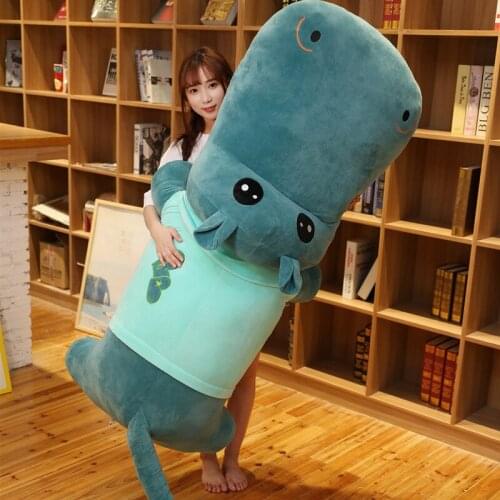 6 Colors Big Long Kawaii Hippo Stuffed Soft Sleeping Cartoon Animals Pillow Dolls for Children GIrls Kid Friend Birthday Gift
