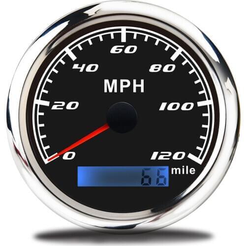 85mm GPS Speedometer Gauge 30MPH 60MPH 120 MPH Pulse Signal Speed Meter With Red Backlight for Boat Yacht Marine Car 12V 24V