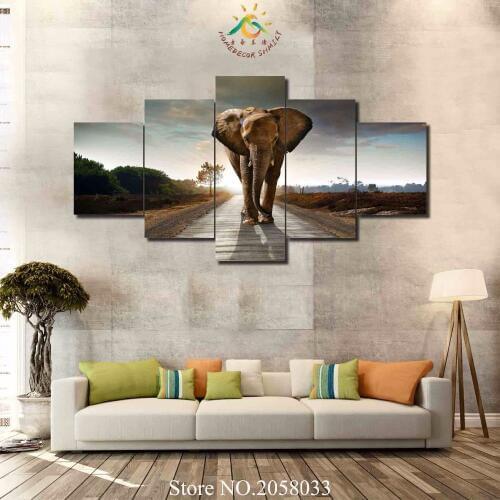 3-4-5 Pieces Walking Elephant Abstract Paintings on Canvas Wall ART Pictures For Living Room Home Decor Wall Art Canvas Prints