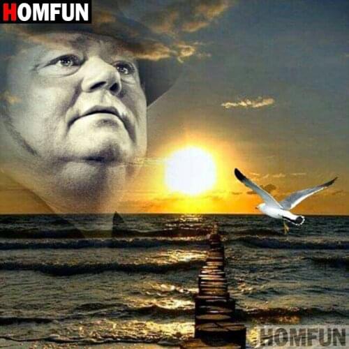 HOMFUN 5D DIY Diamond Painting Full Square/Round Drill "Blue sea gull" 3D Embroidery Cross Stitch gift Home Decor A00378