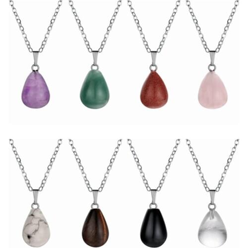 ASHMITA Women Natural Stone Water Drop Pendant Round Tear Waterdrop Pendants Jewelry Necklace Earrings for DIY Making