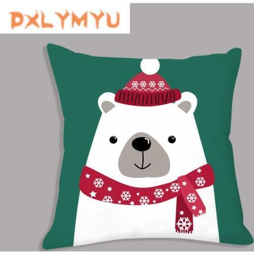 White Cushion Skiing Bear Ski Facility Snowman Nordic Cushion Decorative Pillow Home Decor Sofa Throw Pillow Square Pillowcase