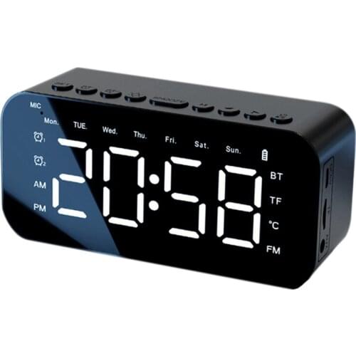 Digital Alarm Clock Mirror Wireless Bluetooth Speaker Calendar Alarm Clock Portable Support The TF Card