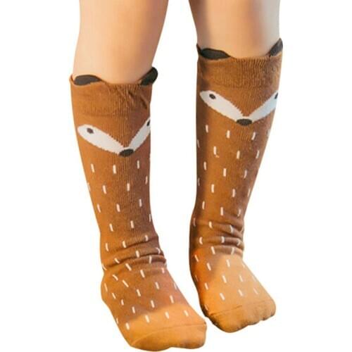 0-3Y Unisex Lovely Cute Cartoon Fox Kids baby Socks Knee Girl Boy Baby Toddler Socks animal infant Soft Cotton long socks
