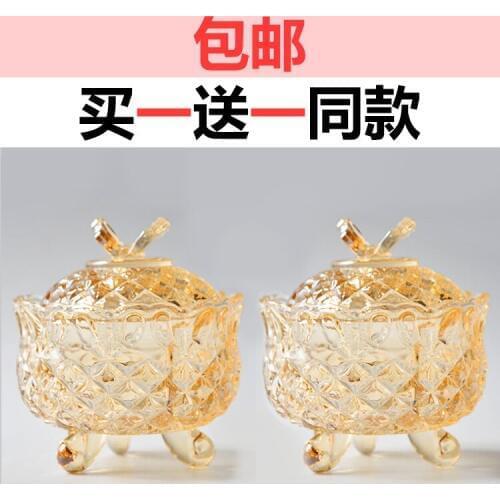 European crystal transparent glass candy pot yellow glass storage tank toothpick pot seasoning pot