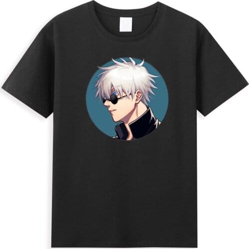 Japanese Anime Gojo Satoru T-shirt Jujutsu Kaisen Printed T-Shirts Men Summer Cotton Cool Mens T shirt Male Harajuku Streetwear