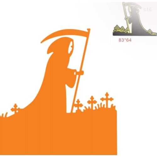 Halloween Grim Reaper Holding A Sickle Metal Cutting Dies Stencils For DIY Decorative Embossing Handcraft Die Template New