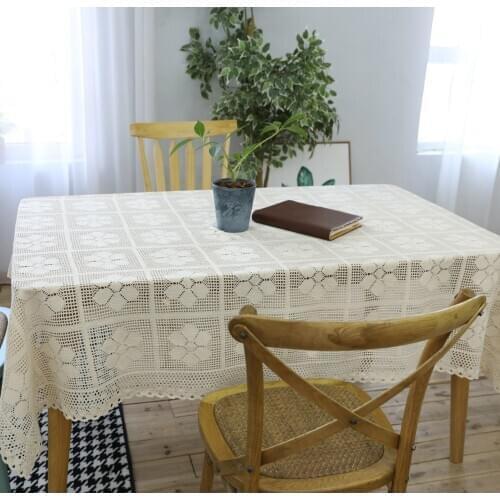 Cotton handmade tablecloth rectangular table cover lace tablecloth mantel obrus coffee table Dining Tablecloths retro woven holl