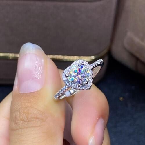 Inbeaut Excellent Cut Heart Moissanite D Color Pass Diamond Test Wedding Ring 952 Silver Forever Love 1 ct Moissanite Jewelry