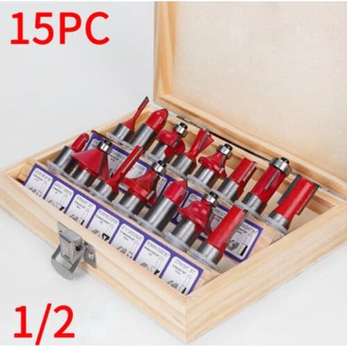 12/15pcs 12.7mm Router Bit Set Trimming Straight Milling Cutter Wood Bits Tungsten Carbide Cutting Woodworking Trimming