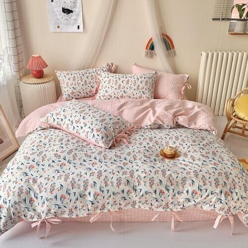 Korean style100% cotton Bedding sets Twin Queen King size Bed Duvet cover Bed sheets/fitted sheet linen set pillowcase bed set