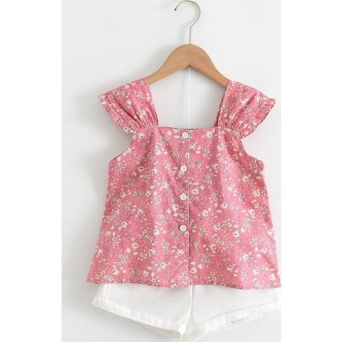 Girls Sets 2021 New Summer Clothing Fashion Kids Baby Sleeveless Floral Top+Shorts 2pcs Girl Suit Outfits Children Costumes 2-6T