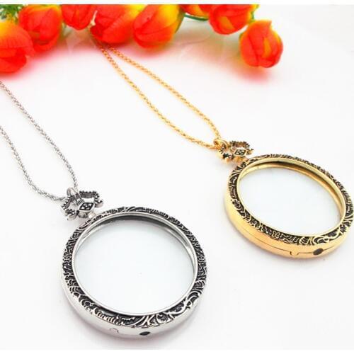 Round Monocle 5X 47MM Magnifier Silver or Golden Necklace Magnifier Pocket Magnifying Glass for reading good gift free shipping