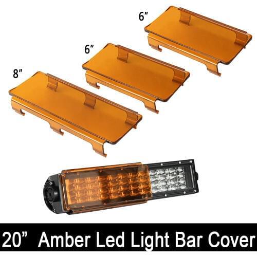 20 inch Snap on Lens covers 2x 6" + 1x8" Black Red Green Clear Blue Amber for 120W 22" LED light bar straight curved ATV SUV 4X4