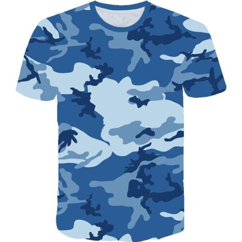 Summer Camouflage T-Shirts 3D Jungle Camouflage Boy Girl Short Sleeves Personalized Printing Tees Baby Kids Crew Neck Tops 4-14T