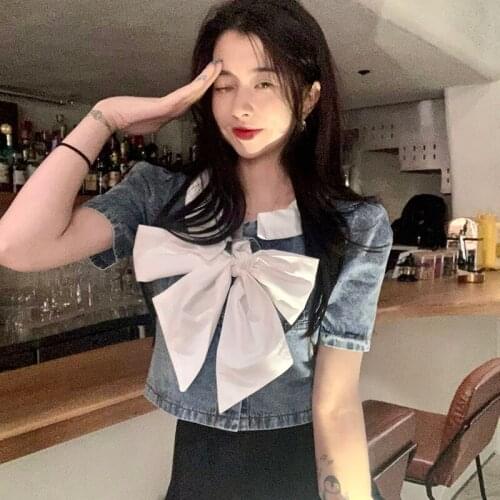 Summer Cropped Tops Women Vintage Casual Collar Straps Puff Sleeves Tops Female Vintage Clothes Woman Woman T Shirts