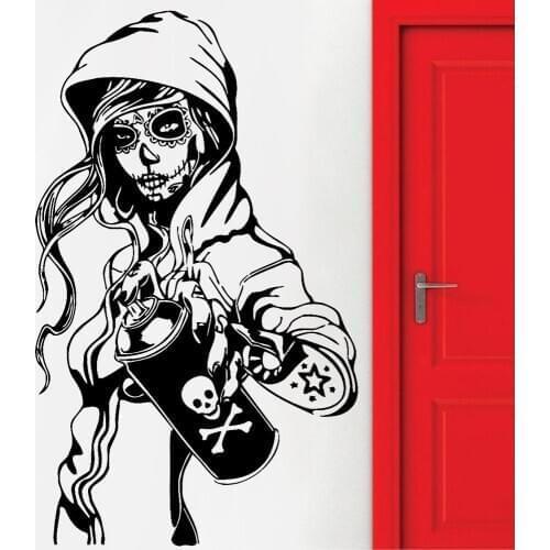 Creatives Wall Stickers Candy Sugar Skull Graffiti Girl Teen Bedroom Decor Vinyl Wall Decals Home Decoration Living Room Y610