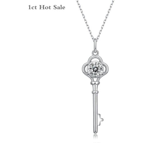 Moissanite Silver 925 Necklace 1ct 6.5mm VVS1 D Color Brilliant Cut Diamond Test Passed Jewelry Engagement Necklaces For Woman