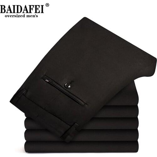 BAIDAFEI Mens Premium Comfort Straight Fit Flat Front Dress Pant