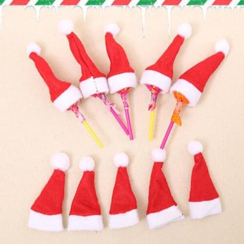 Pack Of 20 Small Christmas Santa Hat Ornaments Tableware Kitchen Fork Xmas Card Decoration