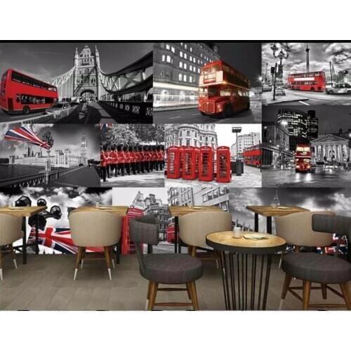 Nostalgic vintage British style nostalgic background wall modern living room wallpapers