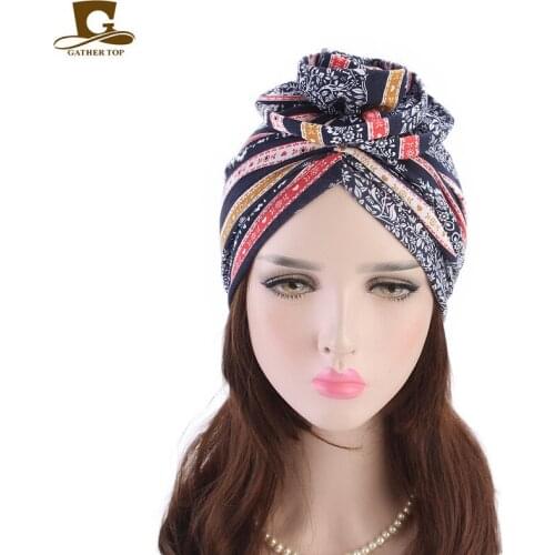 2021 new cotton pan flower turban hat Bohemia style national hat