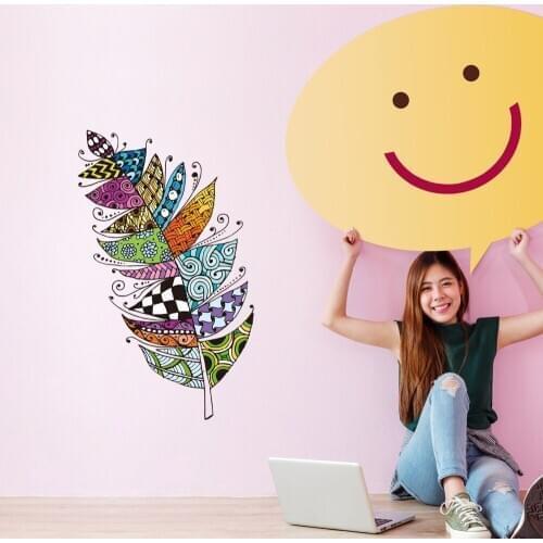 New arrival 2018 Rural style creative colorful leaf shape wall stickers apply to the living room bedroom coffee shop