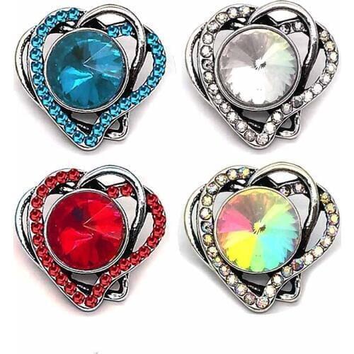 Wholesale metal Rhinestone Snap Buttons w240 flowers Diy Jewelry fit 18mm Snap button Necklaces/Bracelets for women