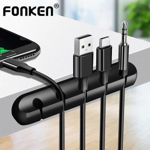 FONKEN USB Cable Organizer Silicone Cable Winder Mouse Keyboard Cable Clips Charger Cable Holder Desktop Tidy Cable Management