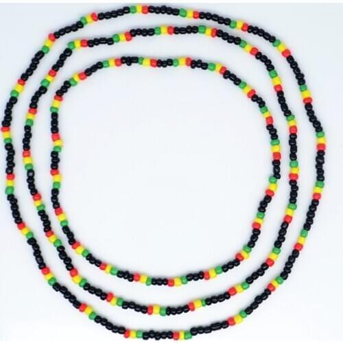 3in1 red yellow green black Glass Seed Beads Necklace Africa Rasta Reggae Punk Hiphop Elastic Stretch Necklaces Fashion Jewelry