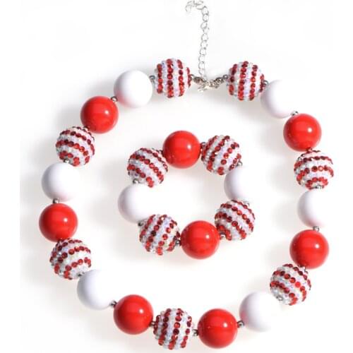 Christmas Inspired Chunky Bead Necklace Girl Bubblegum Necklace and Bracelet Set Handmade Toddler Necklace Birthday Gift for Kid