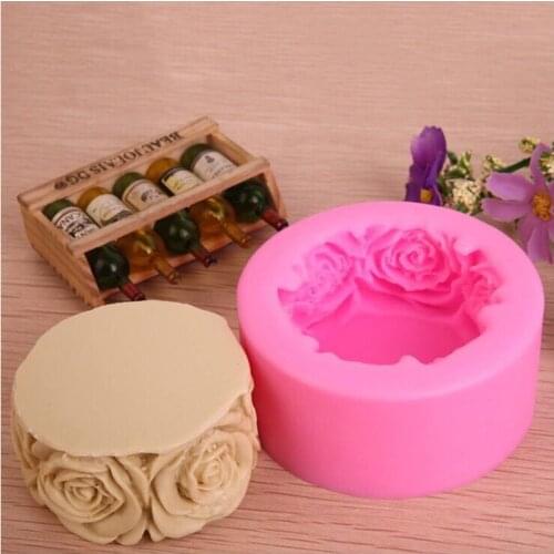 Silicone fondant mold DIY baking mold bucket rose flower cylindrical handmade soap cake mold cake tool
