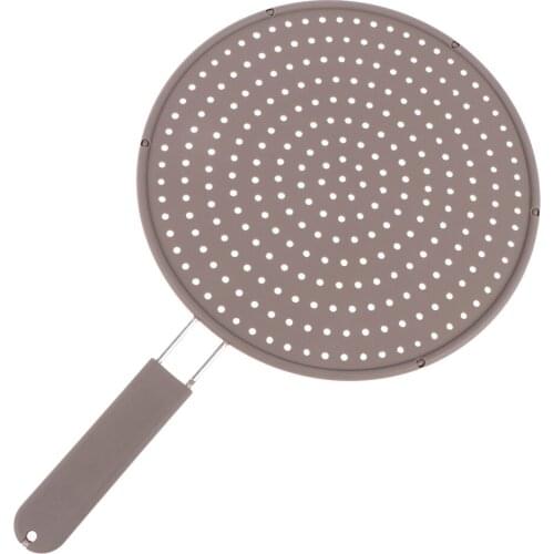 Silicone Splatter Guard Oil Grease Pan Lid Oil-Proof Splash Cover Frying Protection Mat Non-Slip Handle Pot Lid