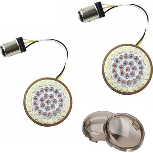 2" Bullet Style 1157 LED Light Turn Signal inserts and somked lens for Sportster Softail