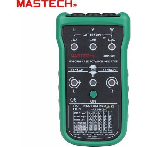 Mastech MS5900 3 Motor Meter Sequence Tester LED Field Rotation Phase Indicator 2~400Hz