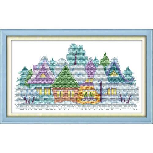 Everlasting Love Small Village Chinese Cross Stitch Kits Ecological Cotton Printed 14 11CT DIY Christmas Gift Wedding Decoration