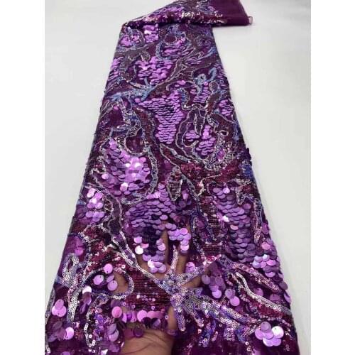 High Quality Lace Fabric Stacked Colorful Sequins Embroidery French Tulle Mesh Sewing Design Party Dress Fashion Skirt 5 Yards