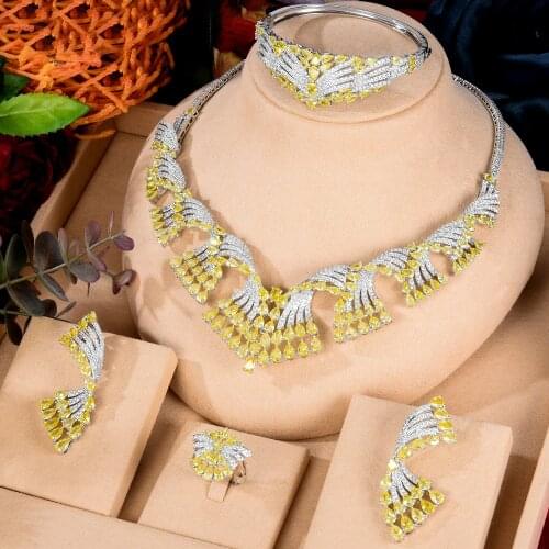 Kellybola Jewelry Luxury High Quality Necklace Earrings Bracelet Ring Set Cubic Zirconia Women Wedding Banquet Party Anniversary