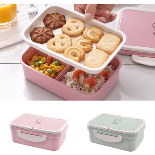 Green/Pink 1pc Kids Adult Microwave Bento Lunch Box Picnic Food Fruit Container Storage Lunch Box