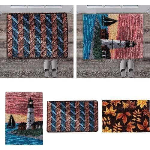 1 Set Scene Pattern Latch Hook Rug Kits DIY Carpet Cushion Embroidery 88x58cm